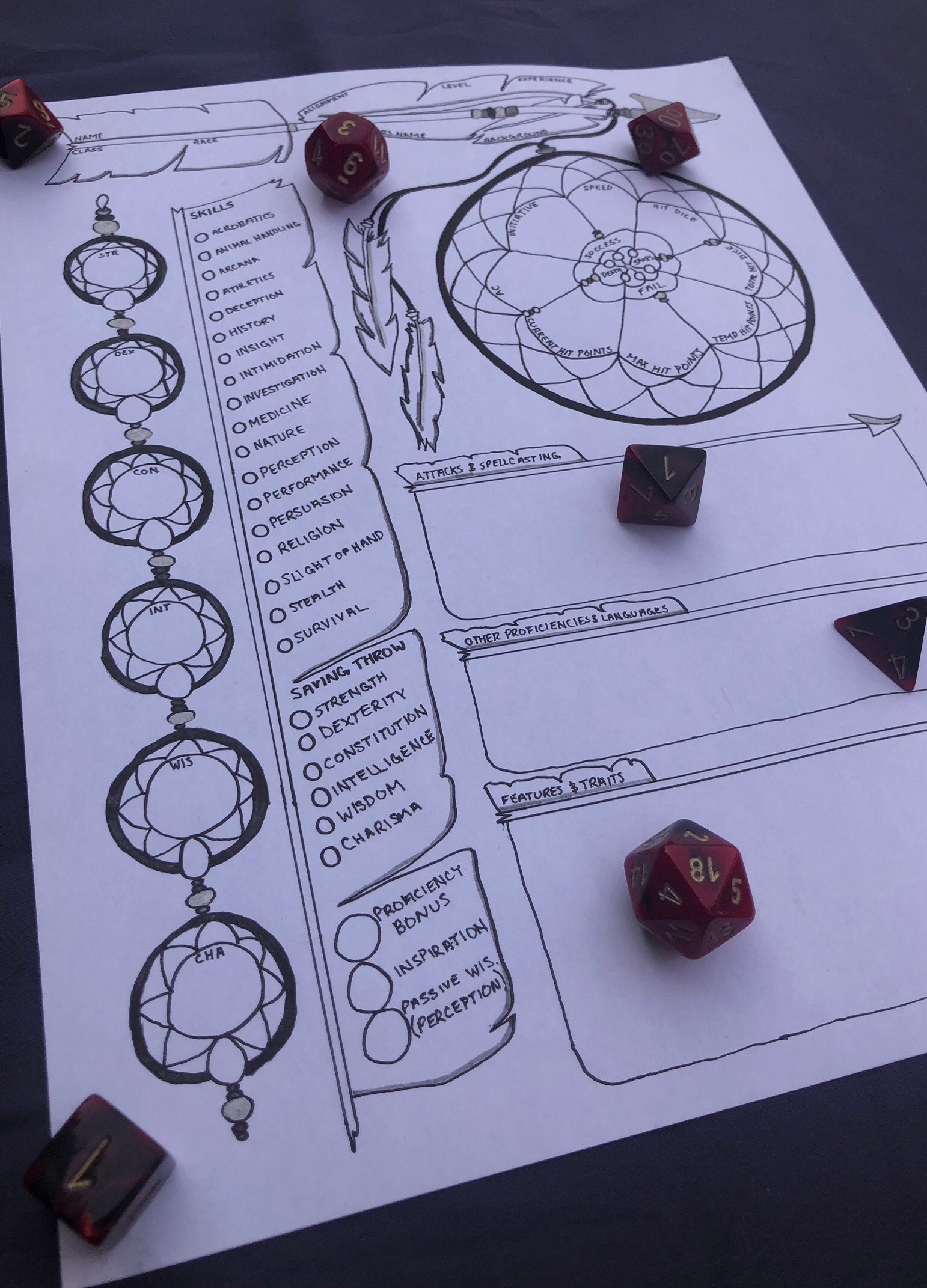 D D Character Sheet Etsy