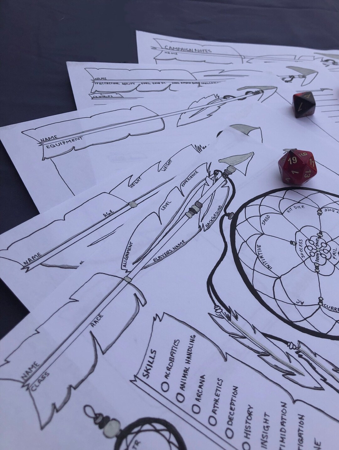 D D Character Sheet Etsy