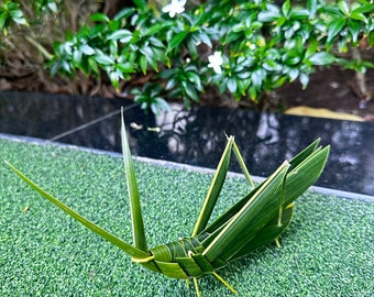 Grasshopper Miniature Hand handmade Coconut Leaves