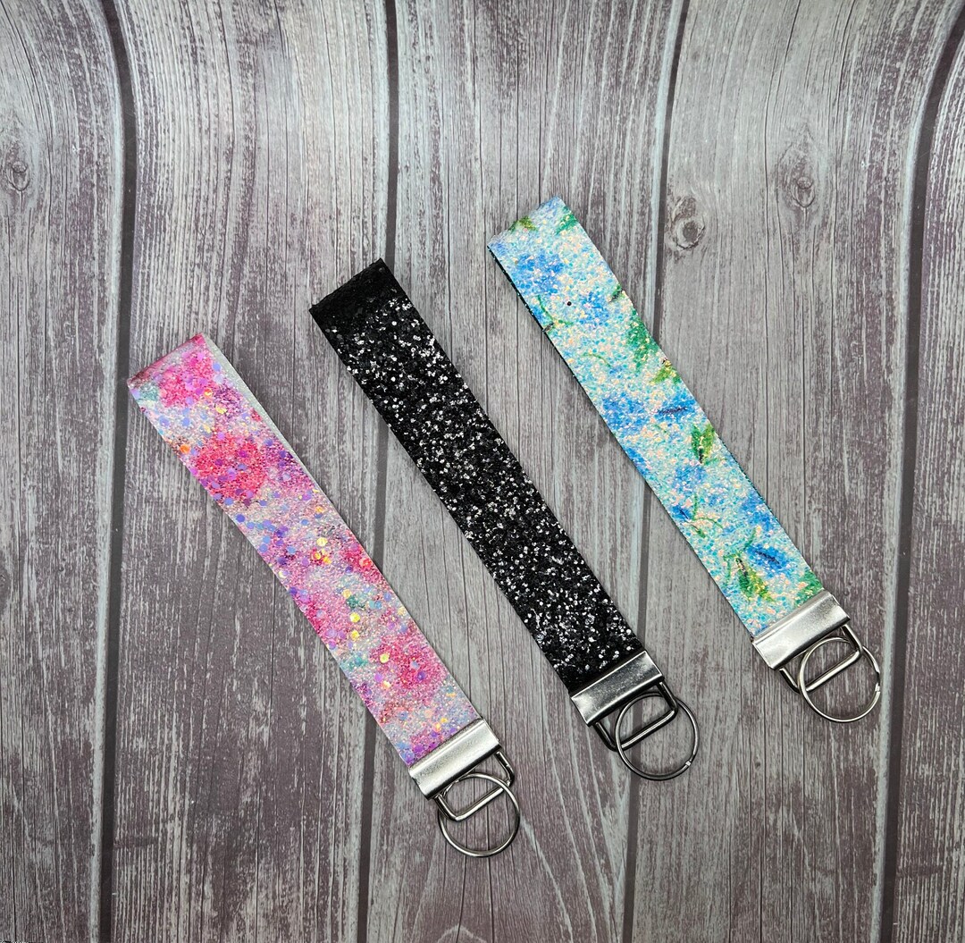 Glitter Wristlet Keychain Keyfob Etsy