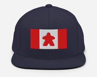 Gorra Meeple con bandera de Canadá, ajustable, de visera plana, estructurada de 6 paneles, unisex, de camuflaje y lana.