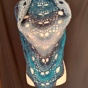 Handmade Crochet Virus Shawl - Teals