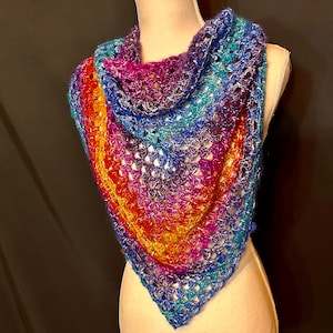 Handmade Crochet Shawl - Rainbow Granny Stitch