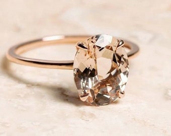 Morganite Engagement Ring: Rose Gold Art Deco Moissanite Wedding Ring