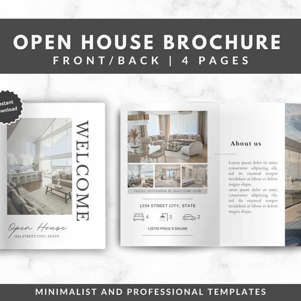 Open House Brochure Canva Template Etsy