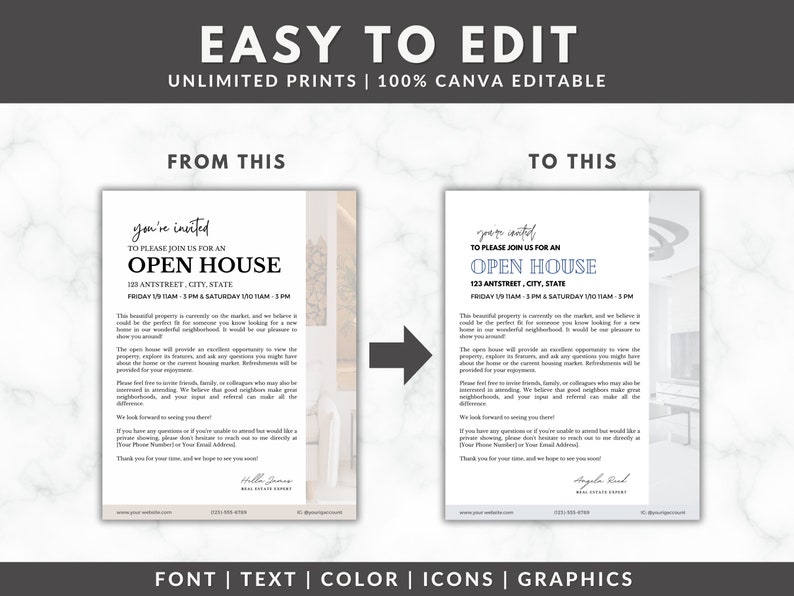 Neighborhood Flyer Templates for Open Houses, Real Estate Canva