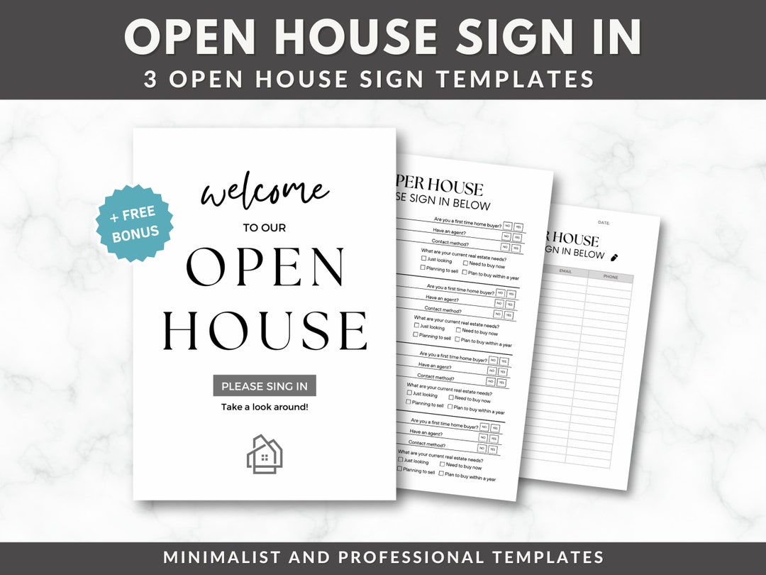 Real Estate Broker Open House Sign in Sheet W/ QR Code, QR Code Sign ...