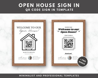 Real Estate Broker Open House Sign in Sheet W/ QR Code, QR Code Sign ...
