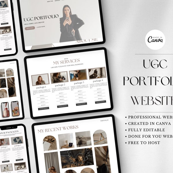 UGC Portfolio Template Canva, UGC Website Template, UGC Media Kit, Content Creator Kit, Minimalist ugc portfolio, Elegant ugc starter kit