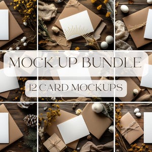 Pacote de cartão 12 Mockup ⎪Convite Boho⎪Arquivo digital⎪Download instantâneo⎪Cartão branco⎪Objeto inteligentePhotoshop+ PNG+JPG⎪Cartão de felicitações⎪Mock up⎪Cartão 5x7