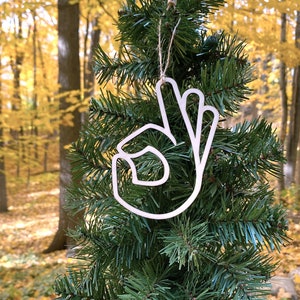 Ok Sign Language Hand - Cedar Ornament Ok Sign Language Hand - Cedar Ornament