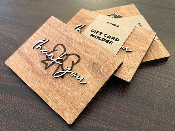 Thank You Magnetic Gift Card Holder - Laser-cut and Laser Engraved