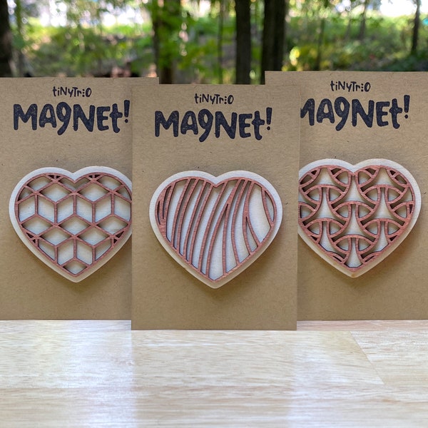 Heart Magnet - Laser-Cut Wood Heart Magnet