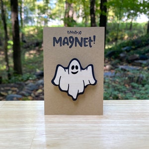 Ghost Magnet -  Laser-Cut Halloween Wood Ghost Magnet