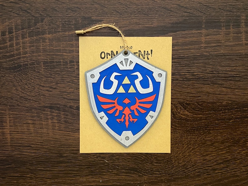 Legend of Zelda Ornament Link, Master Sword, Hylian Shield Lasercut