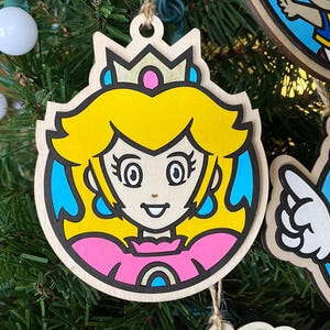 Super Mario Wood Christmas Ornament Series - Laser-Cut Wood Mario Ornaments