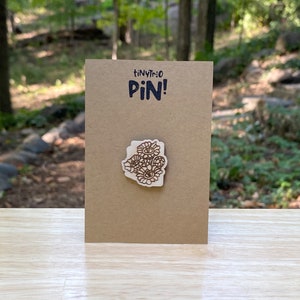 Arizona State Flower Pin - Laser Engraved Wooden Pin