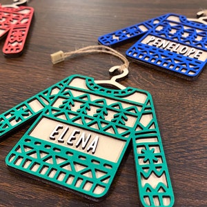 Ugly Sweater Ornament - Laser-Cut Wood Ugly Sweater Ornament
