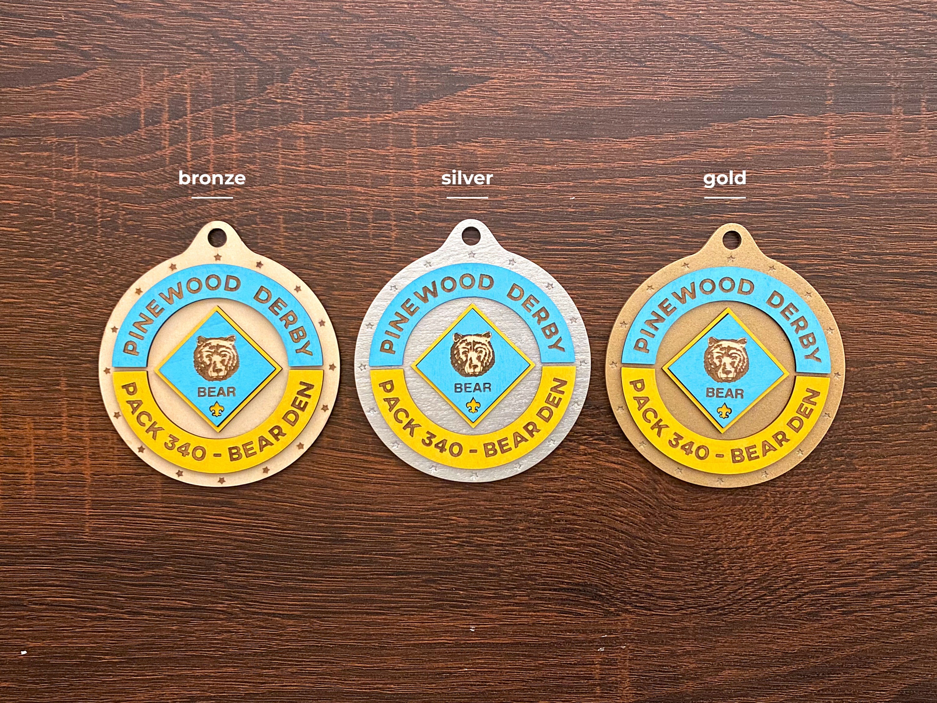 Pinewood Derby Medals Laser-cut and Laser-engraved Personalized Wood ...