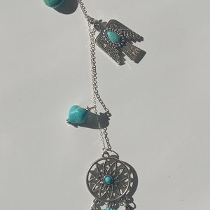 Beaded Hanging Southwestern Eagle Turquoise Genuine Crystal Suncatcher decoration sentiment Rear View Mirror