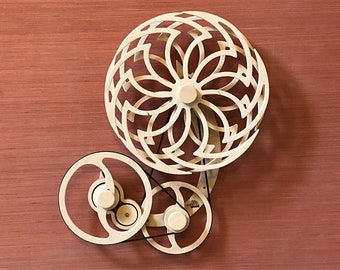 Kinetic Wood Sculpture Wall Art - Flower