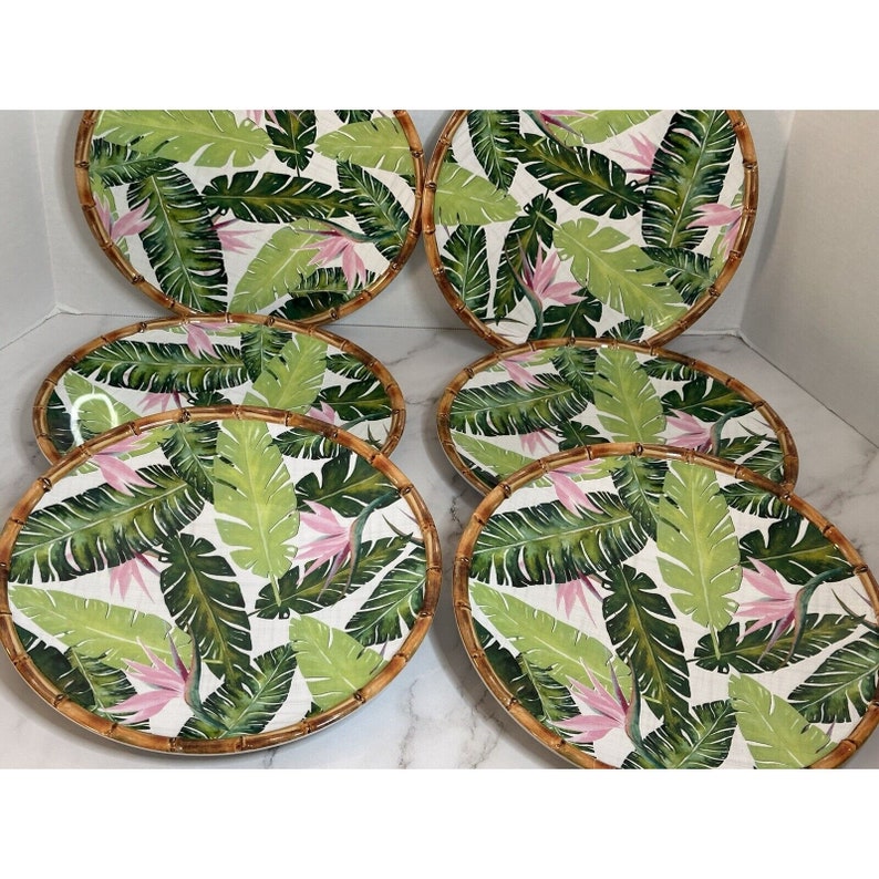 Tommy Bahama Plates Melamine Green Tropical Plates Set of 6 Etsy