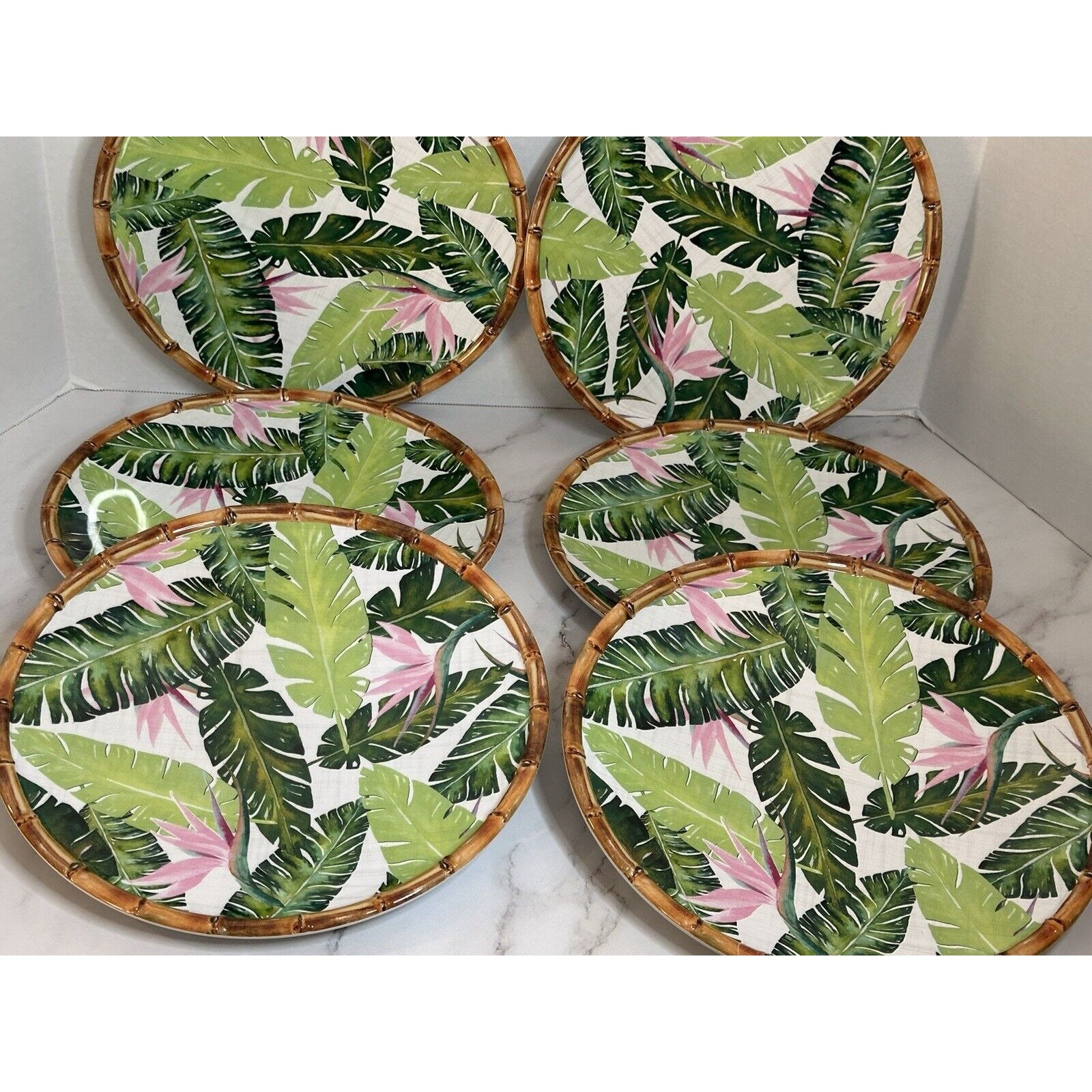 Tommy Bahama Plates Melamine Green Tropical Plates Set of 6 Etsy