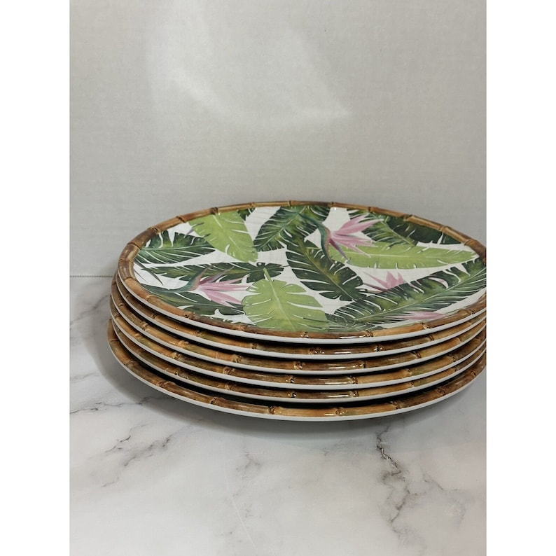 Tommy Bahama Plates Melamine Green Tropical Plates Set of 6 Etsy