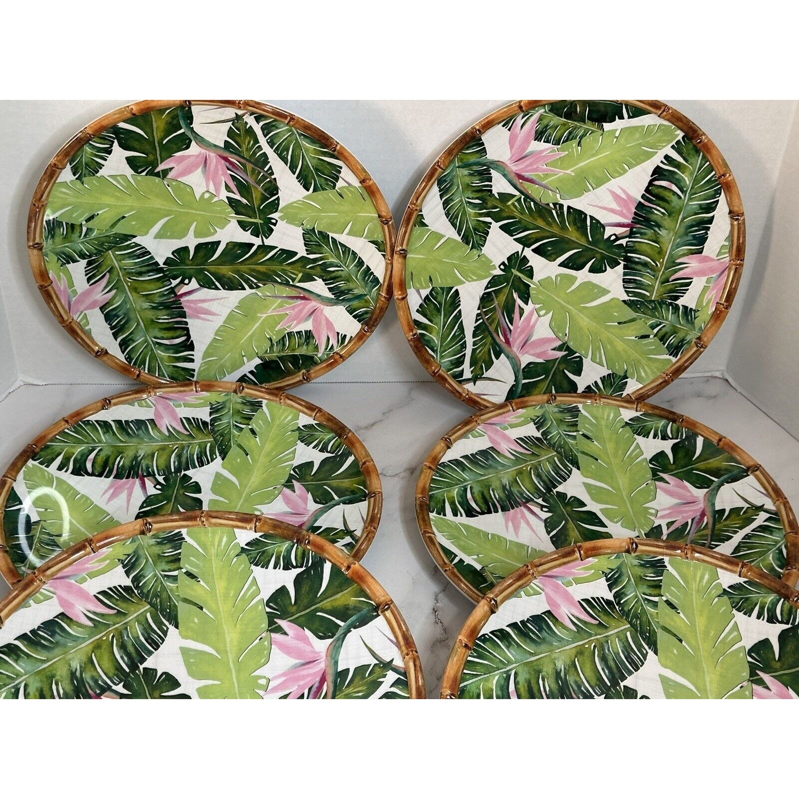 Tommy Bahama Plates Melamine Green Tropical Plates Set of 6 Etsy