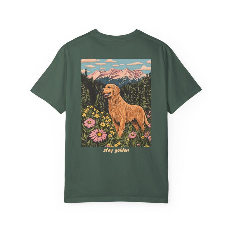 Mantente dorado, camiseta de golden retriever, camiseta de senderismo, camiseta de perro, camiseta para amantes de los perros Blue Spruce