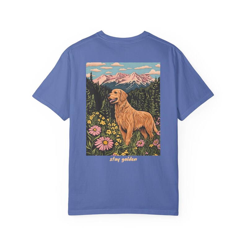 Mantente dorado, camiseta de golden retriever, camiseta de senderismo, camiseta de perro, camiseta para amantes de los perros Mystic Blue