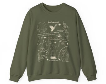 TS Halloween &quot;I&#39;m Haunted&quot; Crewneck Sweatshirt, Spooky Swift Sweater, Swift Lyrics Collage, TS Halloween