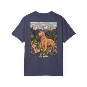 Mantente dorado, camiseta de golden retriever, camiseta de senderismo, camiseta de perro, camiseta para amantes de los perros Denim