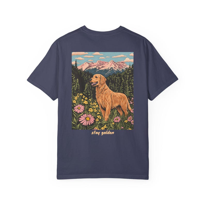 Mantente dorado, camiseta de golden retriever, camiseta de senderismo, camiseta de perro, camiseta para amantes de los perros Denim