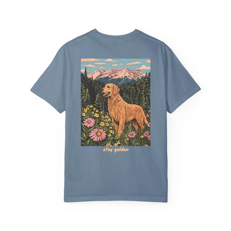 Mantente dorado, camiseta de golden retriever, camiseta de senderismo, camiseta de perro, camiseta para amantes de los perros Blue Jean
