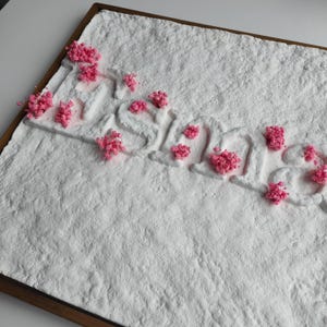 Ilustración inicial personalizada, floral rosa. Decoración para habitación infantil. Regalo para bebé. Arte para dormitorio infantil. Hasta 5 letras.
