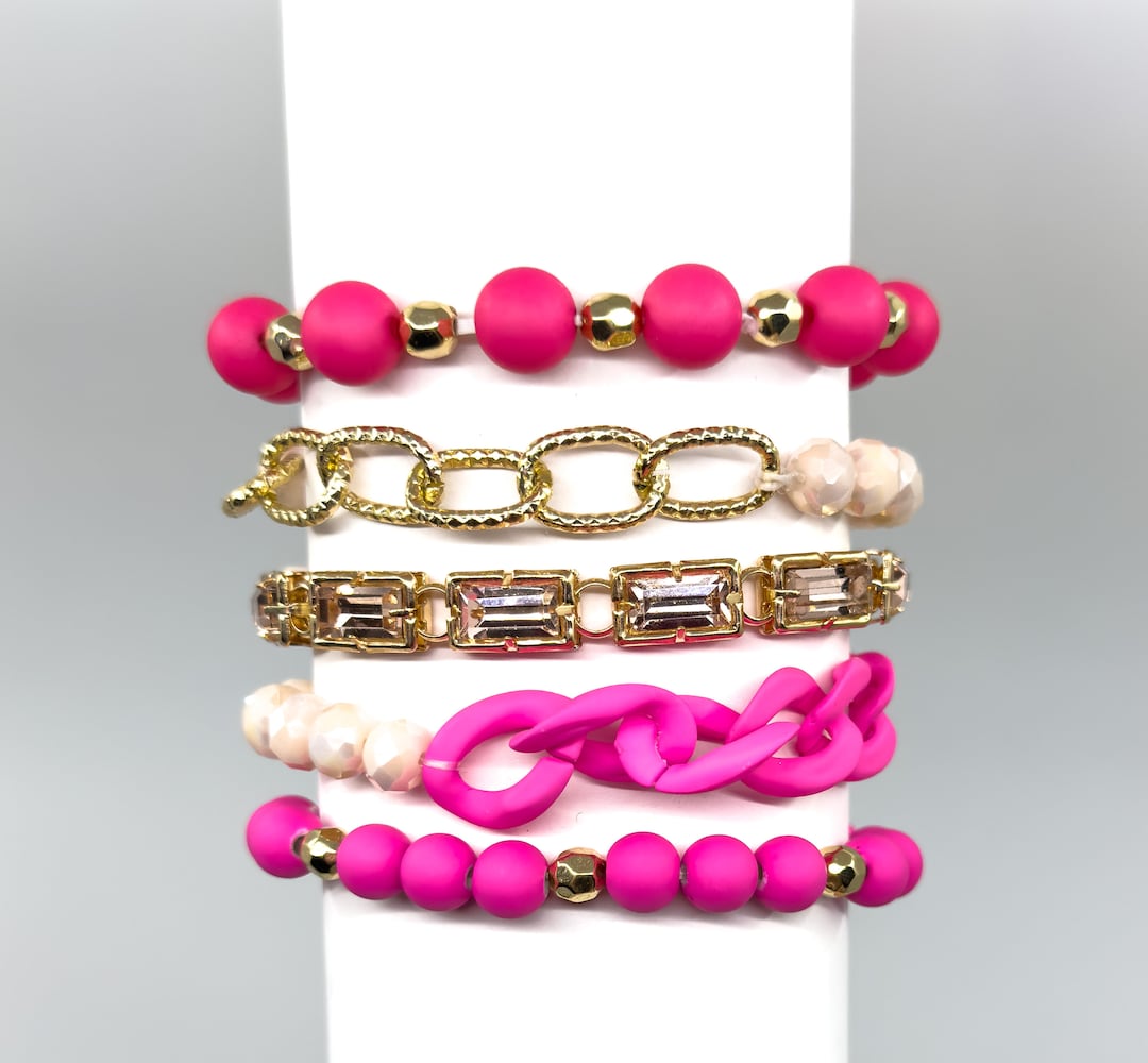 Pink Bracelet Stack - Etsy