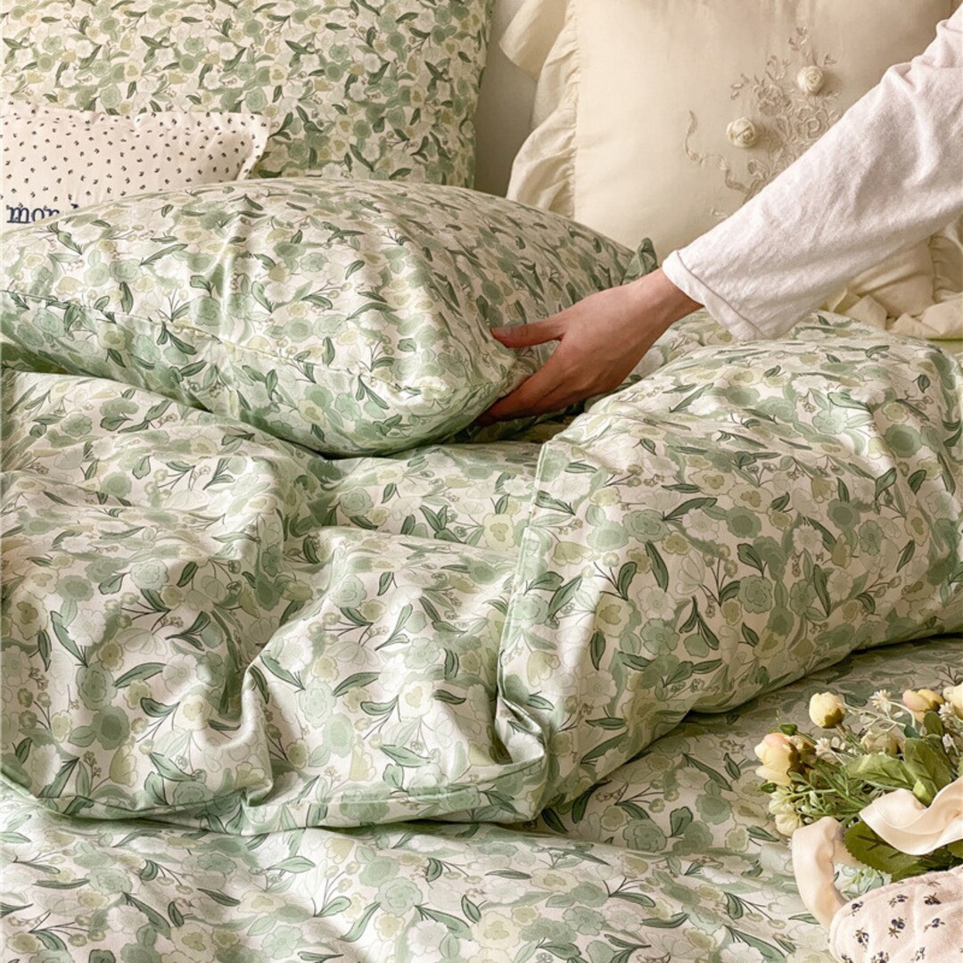 Green Leaf Printed Premium Cotton Three Flower Nighty |Free Size | Chest Width 44