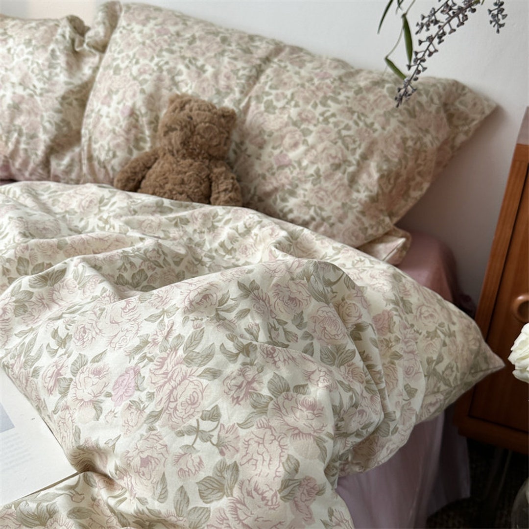 Cute Bedding Set 100 Cotton Duvet Cover Set Fresh Floral Dorm Bedding