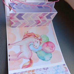 Geldgeschenk / Gutscheinkarte mit Tasche, Geburtstagskarte Kinder, Einhorn, Dinosaurier, Glitzer, Wunscherfüller, selbstgemacht, gebastelt