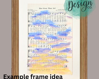 How Great Thou Art hymn art sheet music, Christian hymn gift, Hand-painted vintage hymn, 8x10 hymn wall art, church hymn, Mothers Day gift