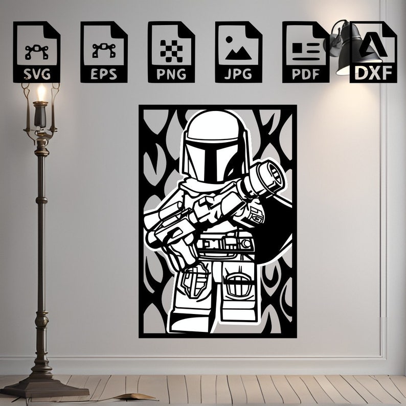 Star Wars SVG DXF the Mandalorian Laser Cut Files Wall Sticker Decal ...