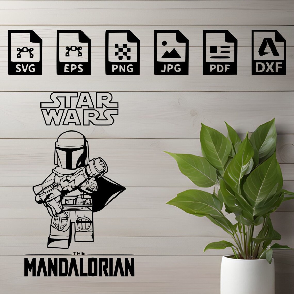 Star Wars SVG DXF the Mandalorian Laser Cut Files Wall Sticker Decal ...