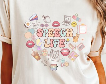 Speech Life 'Heart' Comfort Colors T-Shirt in Elfenbein