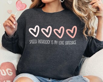 Ombre Hearts Speech Pathology is My Love Language Unisex Midweight Softstyle Fleece Crewneck Sweatshirt
