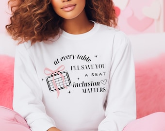 Coquette Bow AAC Inclusion Softstyle Midweight Sweatshirt for Speech Therapists, Teachers, Valentines Day Gift