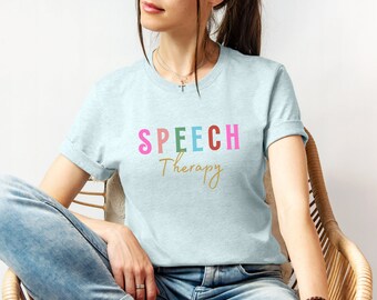 Camiseta minimalista alegre para terapia da fala - Heather Prism Ice Blue