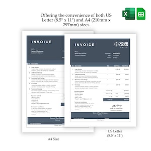 Simple Invoice Template  | Invoice Template | Invoice for small businesses | Professional Invoice | Excel and Google Sheet Invoice Template