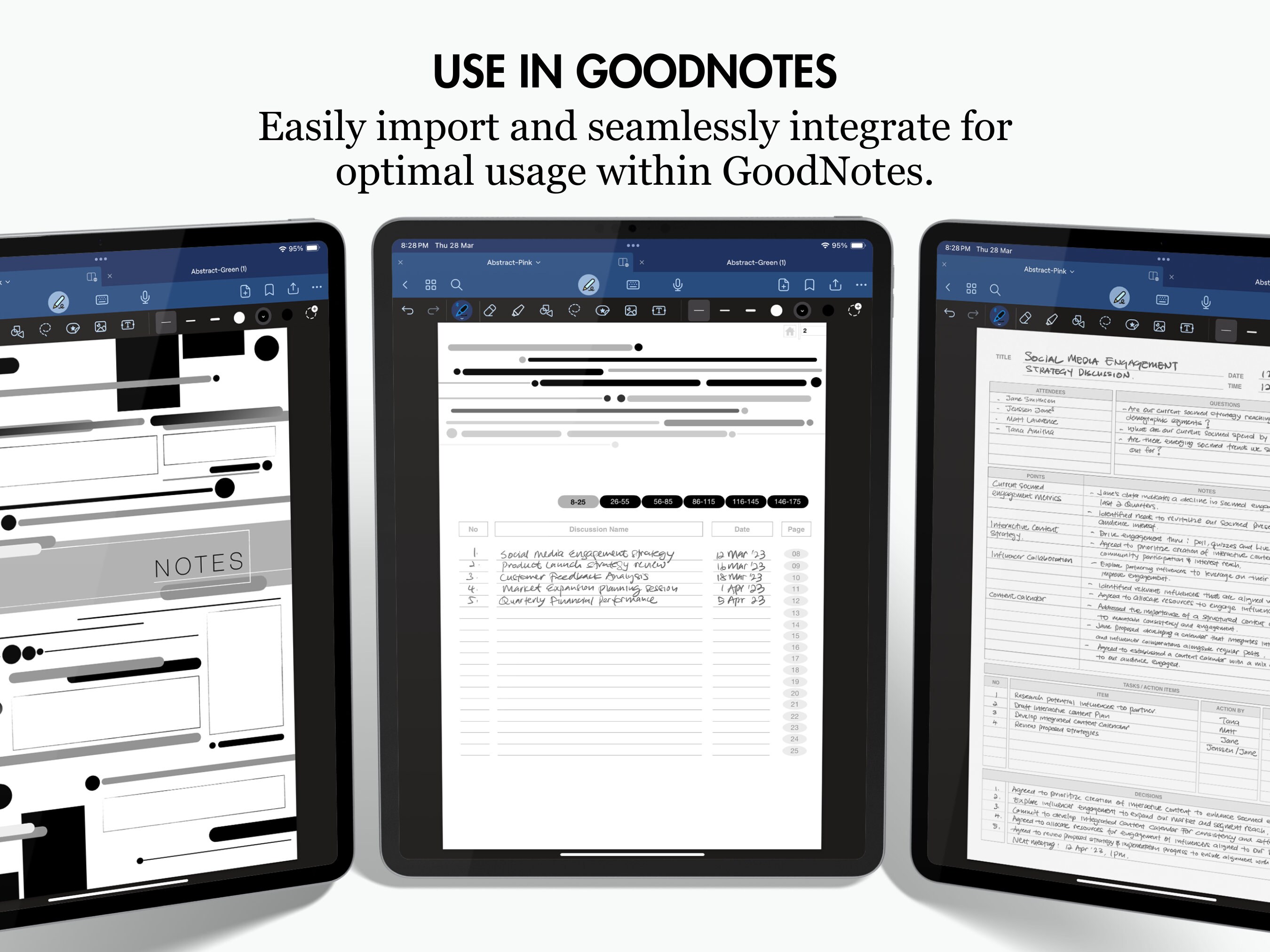 Discusion Note Pad Minimalist Discussion Note Template for Tablet, Instant Digital ...