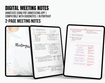Earth-Themed Digital Meeting Notes Template: Reusable Portrait Layout (PDF)